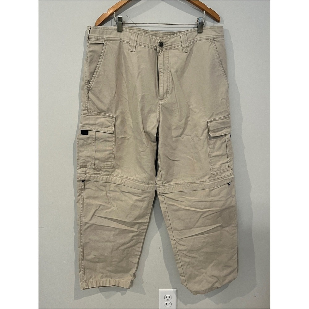The North Face Convertible Cargo Pants Hiking Gorpcore Tan 38 Zip Off Legs